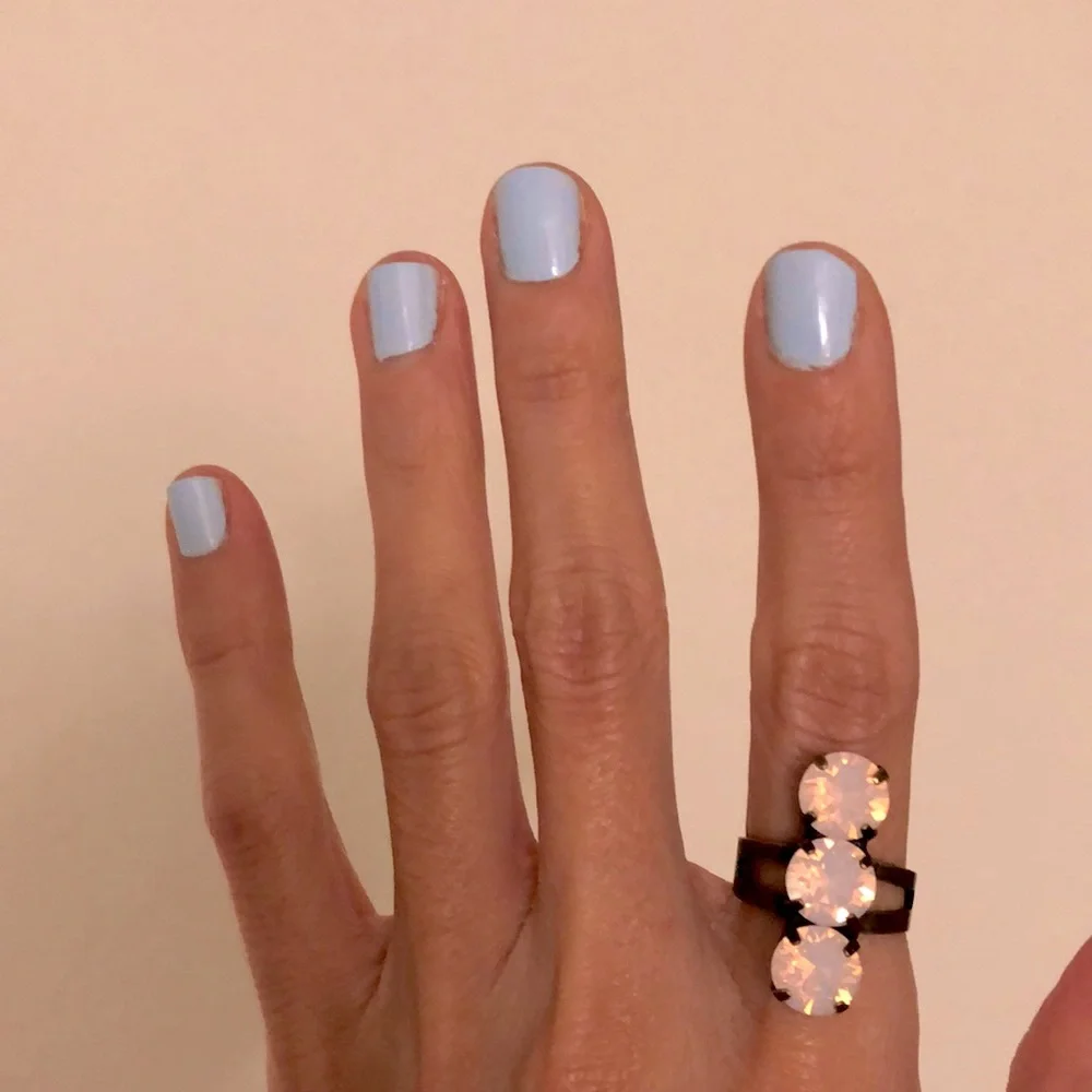 Pink Opal + Antique Brass Crystal Statement Ring